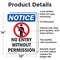 Signmission No Entry Without Permission OSHA Notice Sign, Aluminum, 10in W x 14in L, 2PK OS-2PACK-NS-A-1014-V-14523 - alternate 2